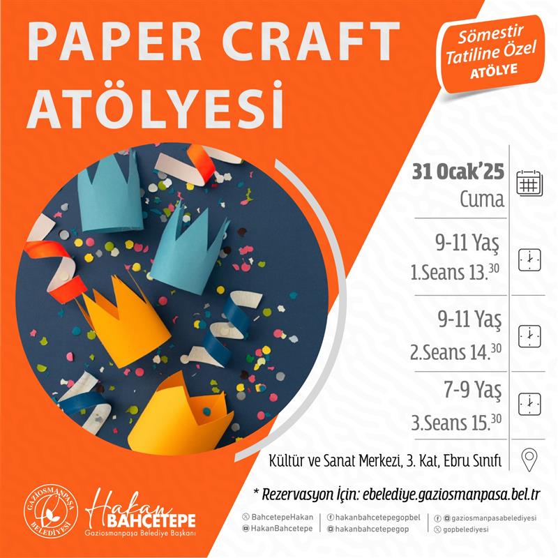 Smestir Tatiline zel Atlye: Paper Craft Atlyesi